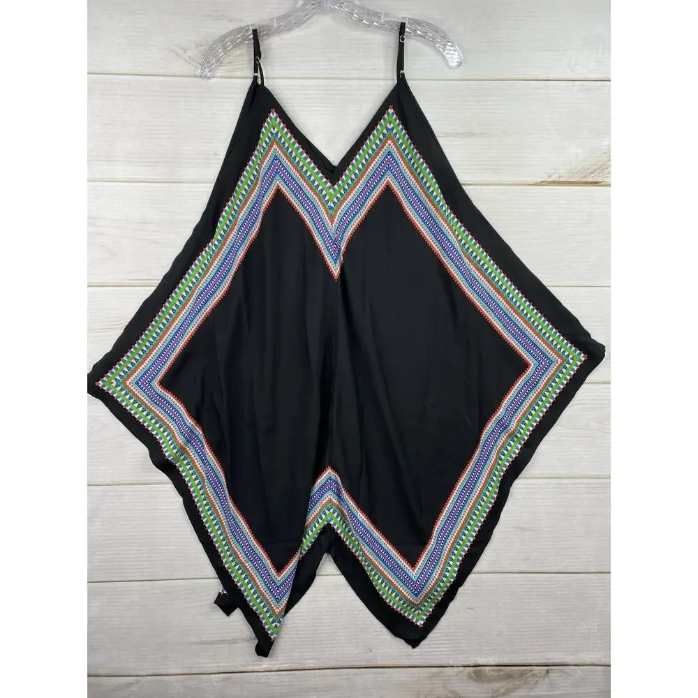 Lily White Handkerchief Dress Sz XL Black Spaghetti Strap Lightweight Flowy - Picture 1 of 8